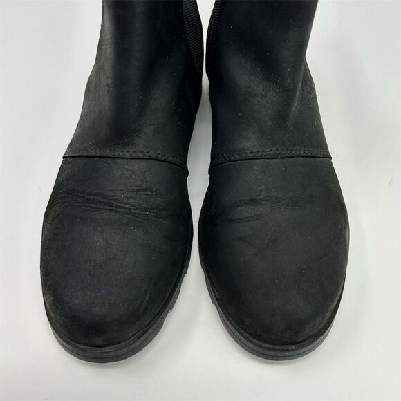 Sorel Women's Emelie Chelsea Black Leather Ankle Boots Size 7 Waterproof - Picture 6 of 13